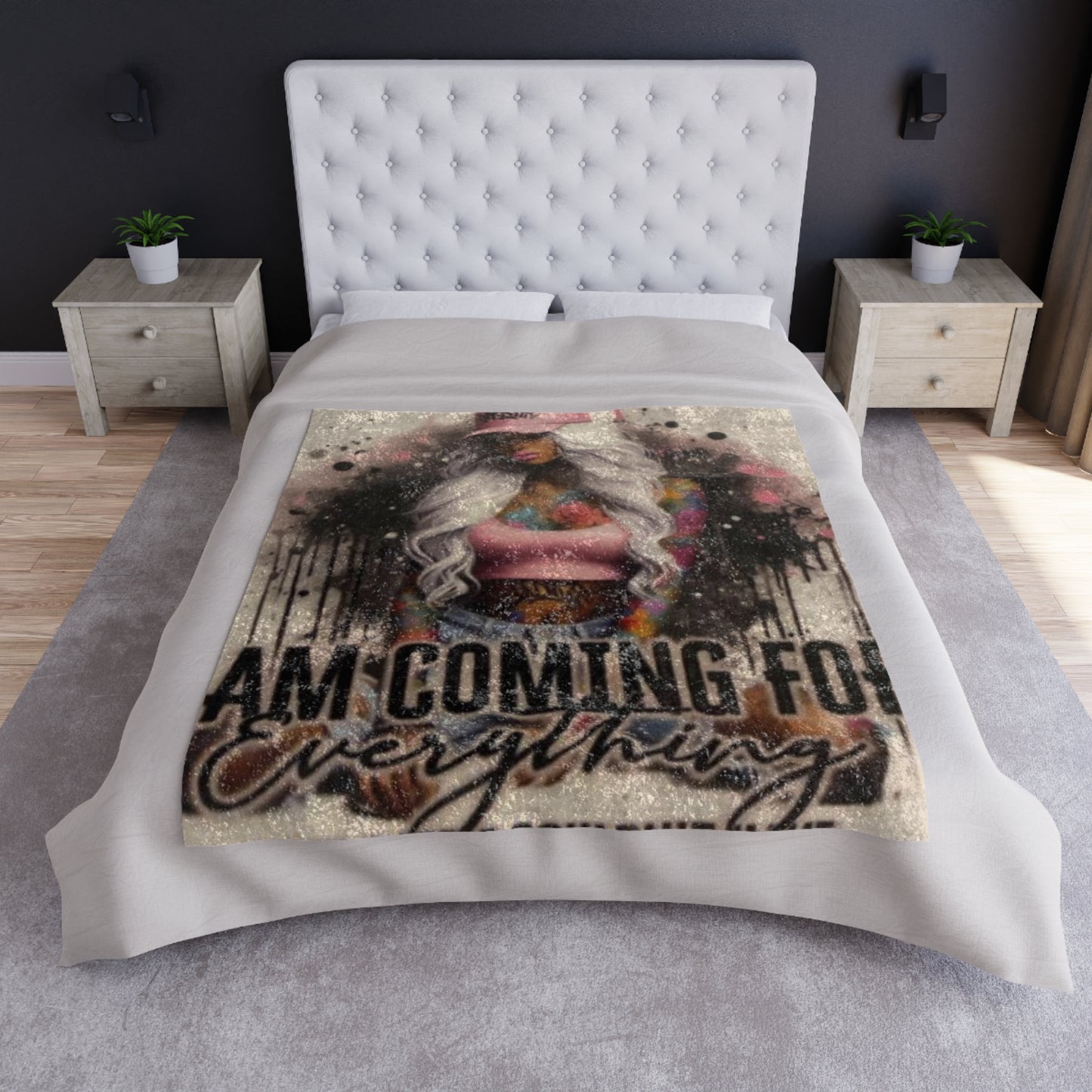 Vibrant Crushed Velvet Blanket with Motivational Design, Cozy Home Decor, Gift for Friends, Inspirational Throw, Unique Statement Piece