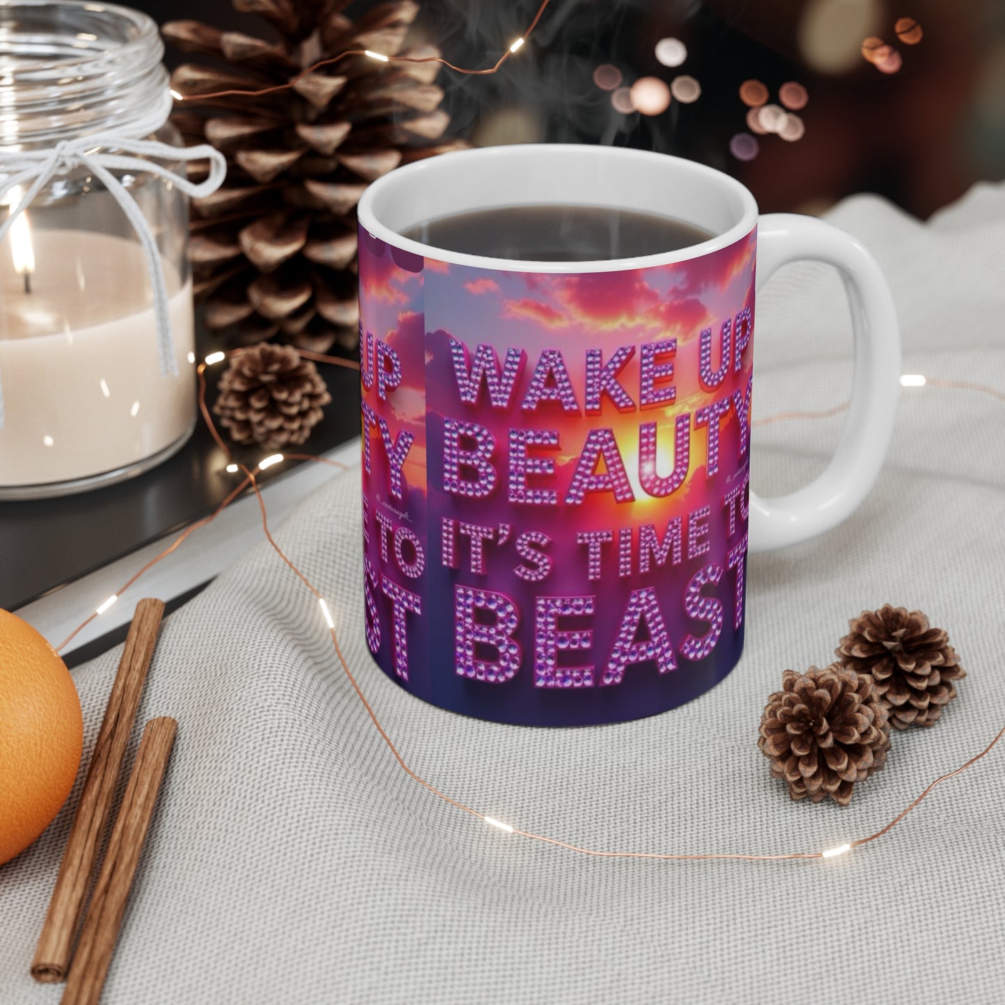 Wake Up Beauty Motivational Mug, Inspirational Coffee Cup, Gift for Her, Unique Home Decor, Daily Affirmation Mug