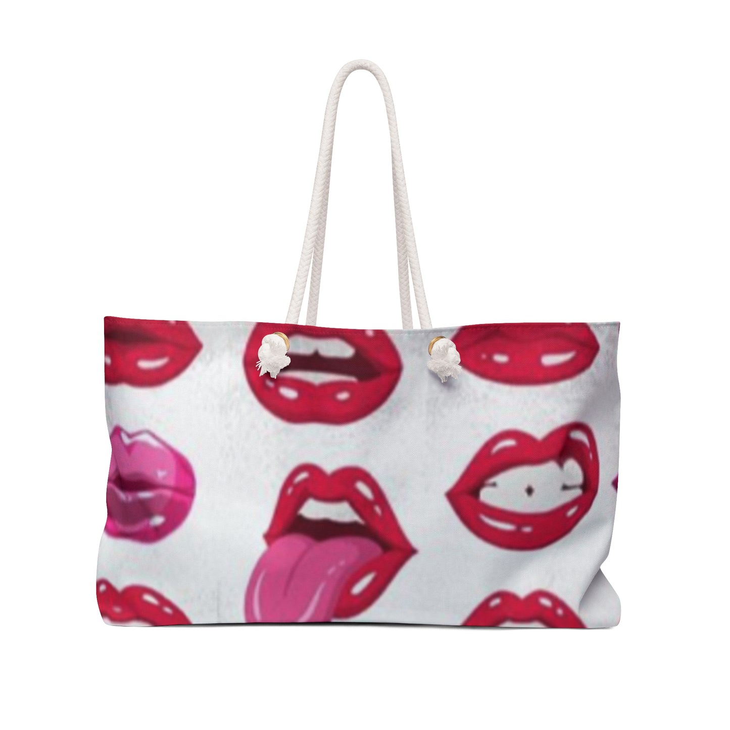 Stylish Lip Print Weekender Bag | Perfect for Travel, Gym, Beach, & Sleepovers | Fun Gift for Friends & Valentine's Day