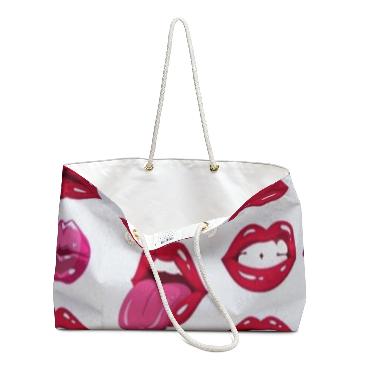 Stylish Lip Print Weekender Bag | Perfect for Travel, Gym, Beach, & Sleepovers | Fun Gift for Friends & Valentine's Day