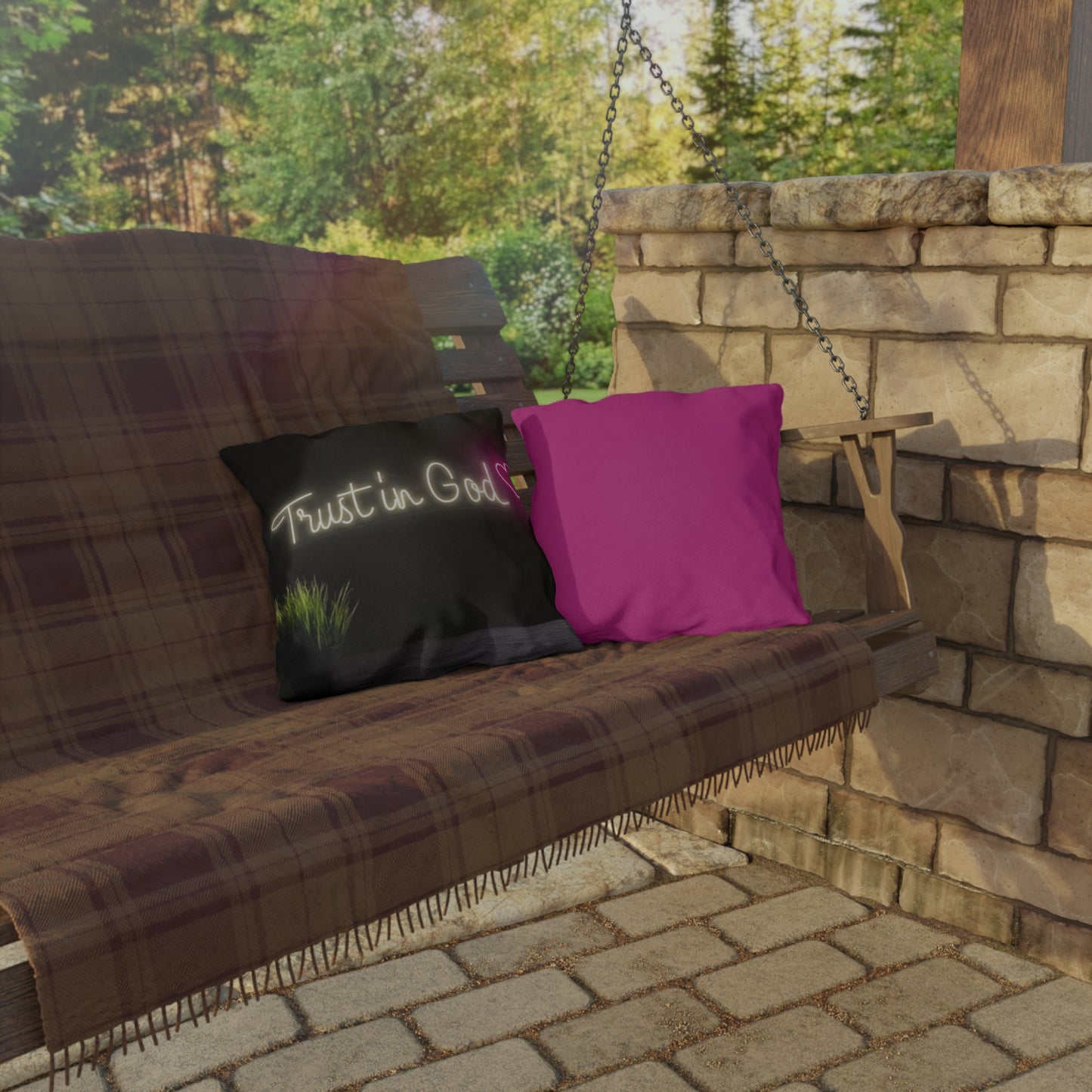 Outdoor Decorative Pillows - Trust in God Design, Garden Accent, Patio Comfort