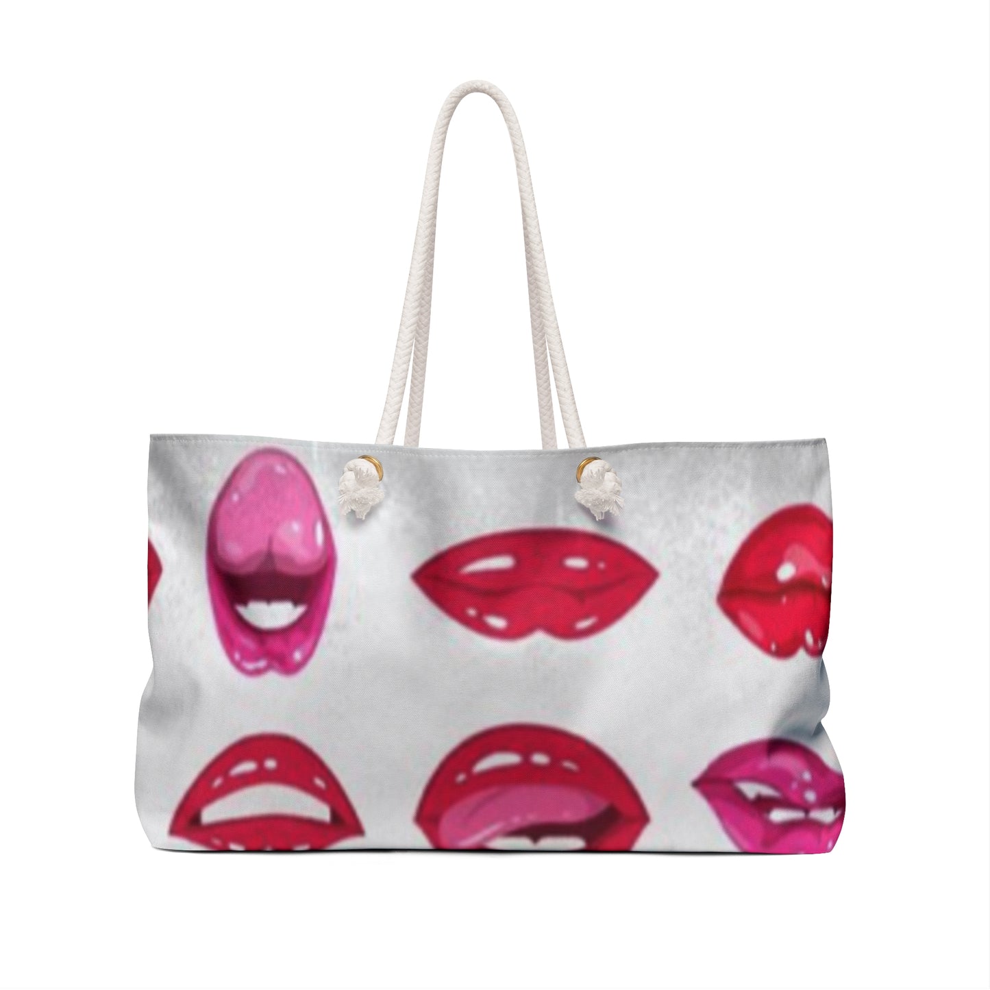 Stylish Lip Print Weekender Bag | Perfect for Travel, Gym, Beach, & Sleepovers | Fun Gift for Friends & Valentine's Day