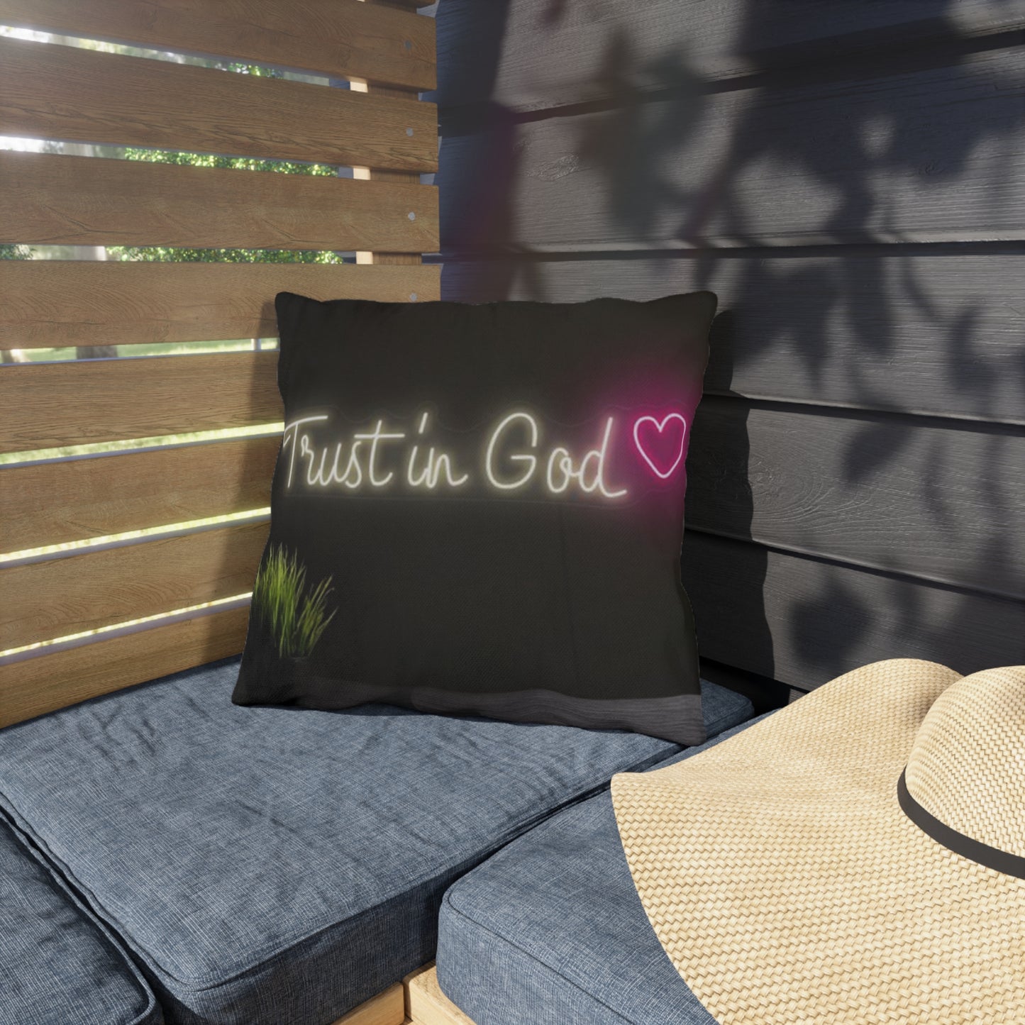 Outdoor Decorative Pillows - Trust in God Design, Garden Accent, Patio Comfort