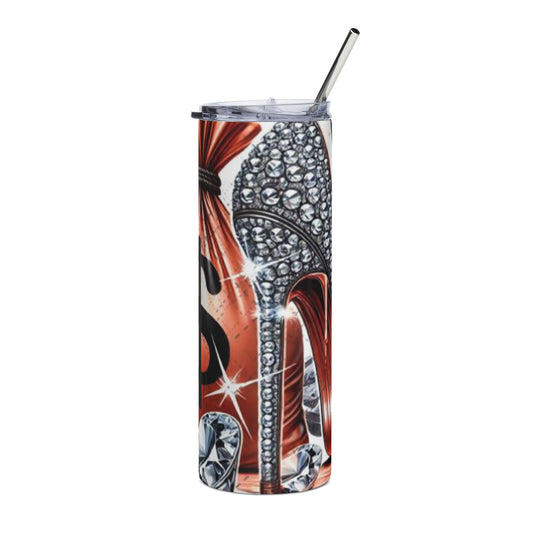 Glamorous Stainless Steel Tumbler - 20oz, Perfect for Fashion Lovers, Gift for Her, Bling Drinkware, Diamond Design, Party Essential