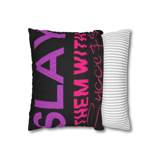 Bold Motivational Pillowcase for Home Decor, Inspirational Gifts, Cozy Bedroom Accent, Slay Them with Success Design, Modern Cushion Cover