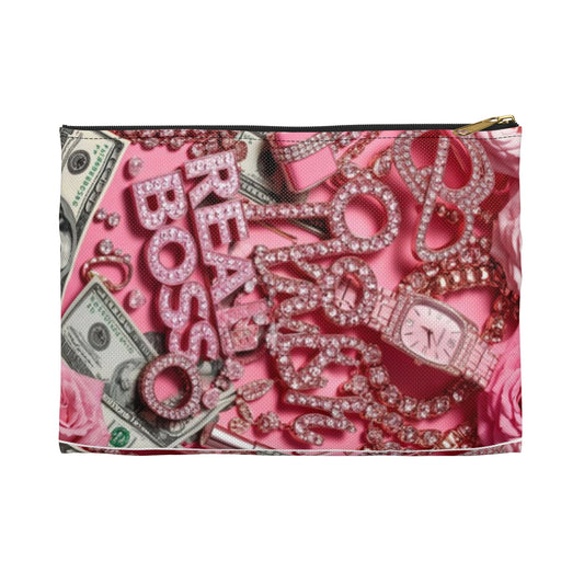 Glamorous Accessory Pouch - Stylish Makeup Bag, Pink Jewelry Organizer, Confident Gift, Fashion Statement, Travel Essentials, Boss Babe Vibe