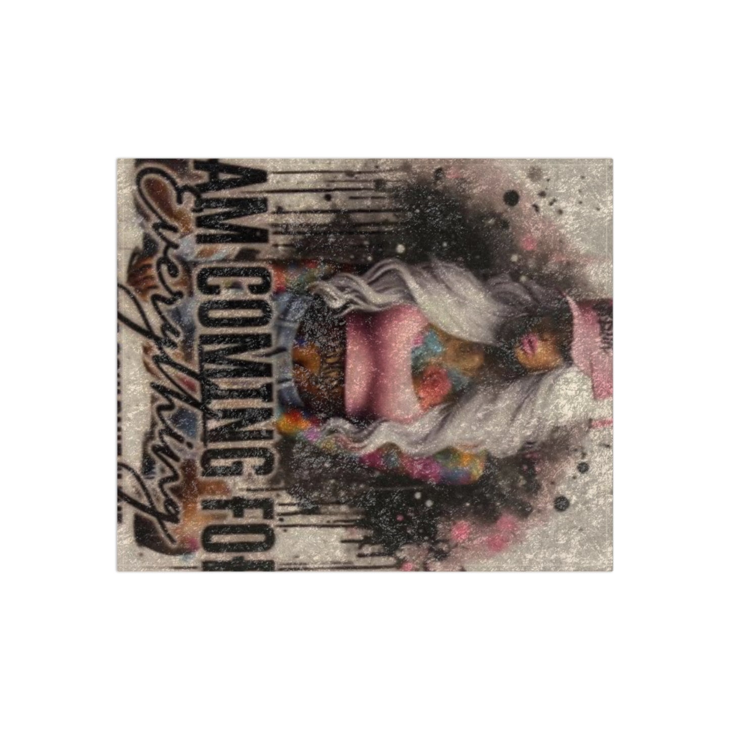 Vibrant Crushed Velvet Blanket with Motivational Design, Cozy Home Decor, Gift for Friends, Inspirational Throw, Unique Statement Piece