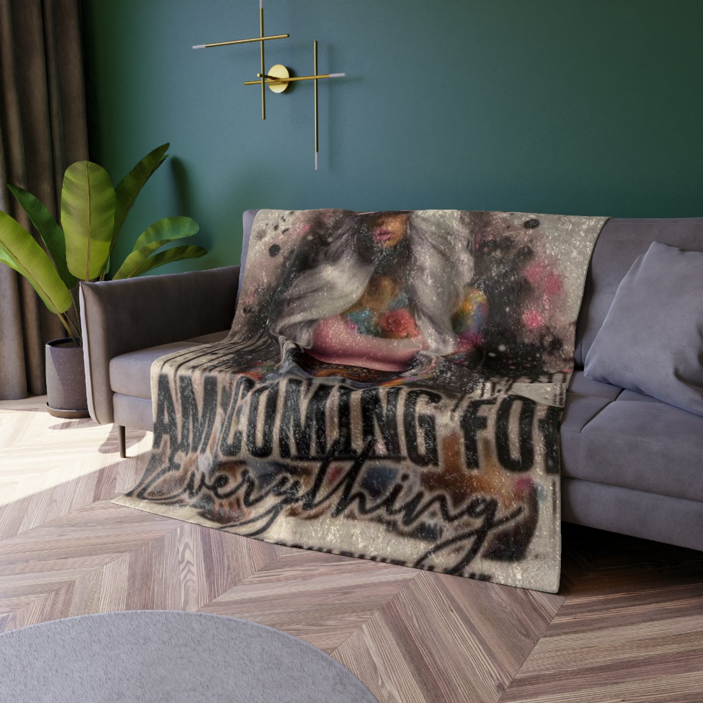 Vibrant Crushed Velvet Blanket with Motivational Design, Cozy Home Decor, Gift for Friends, Inspirational Throw, Unique Statement Piece